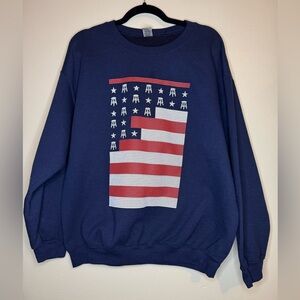 Barstool Sports American Flag Logo Sweatshirt Navy Crewneck Size Large
